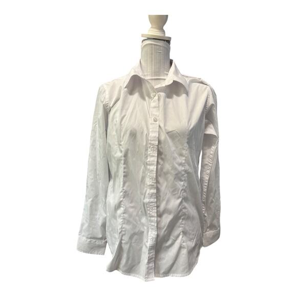 White Women's Button Down Blouse Size M - Picture 1 of 3